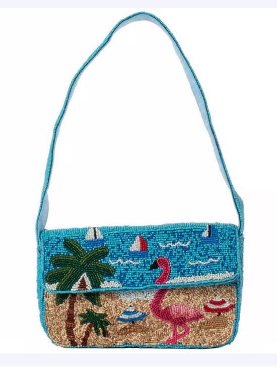 Sol And Mer Handbags - NWT Sol and Mer Beaded Flamingo Shoulder Bag